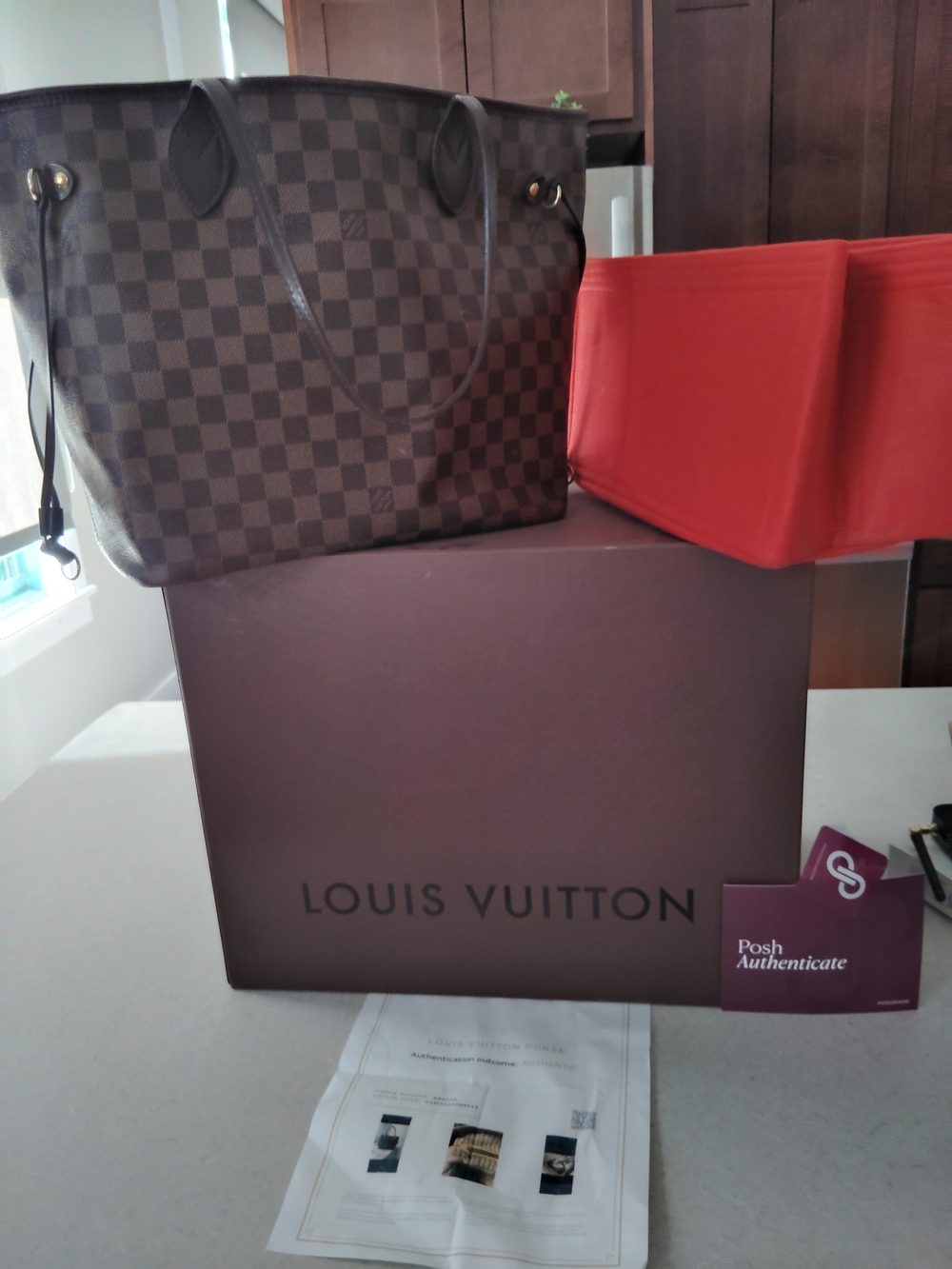 Louis Vuitton Damier Ebene Neverfull Tote - Brown